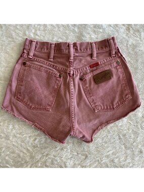 VTG Wrangler Cut Off Jean Shorts Faded Red Size 0 Western Cowgirl Festival
